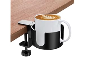 Adjustable Desk Cup Holder, Creative Aluminum Alloy Table Drink Holder Clamp, Fits Water Bottles Coffee Mugs, Easy Install Dr