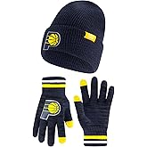 Ultra Game Youth NBA Official Super Soft Winter Beanie Knit Hat with Extra Warm Touch Screen Gloves