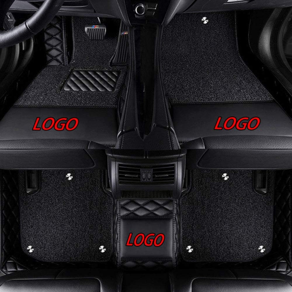 HEZHOUJI Car Floor Mats With Logo/Brand Logo for Bmw 5 Series F10 F11 F07 Gt 520i 523i 525i 528i 530i 535i 525d 530d Car-Styling 5d Carpe,Black A add Logo