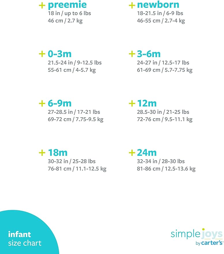 carter's 6 month size chart