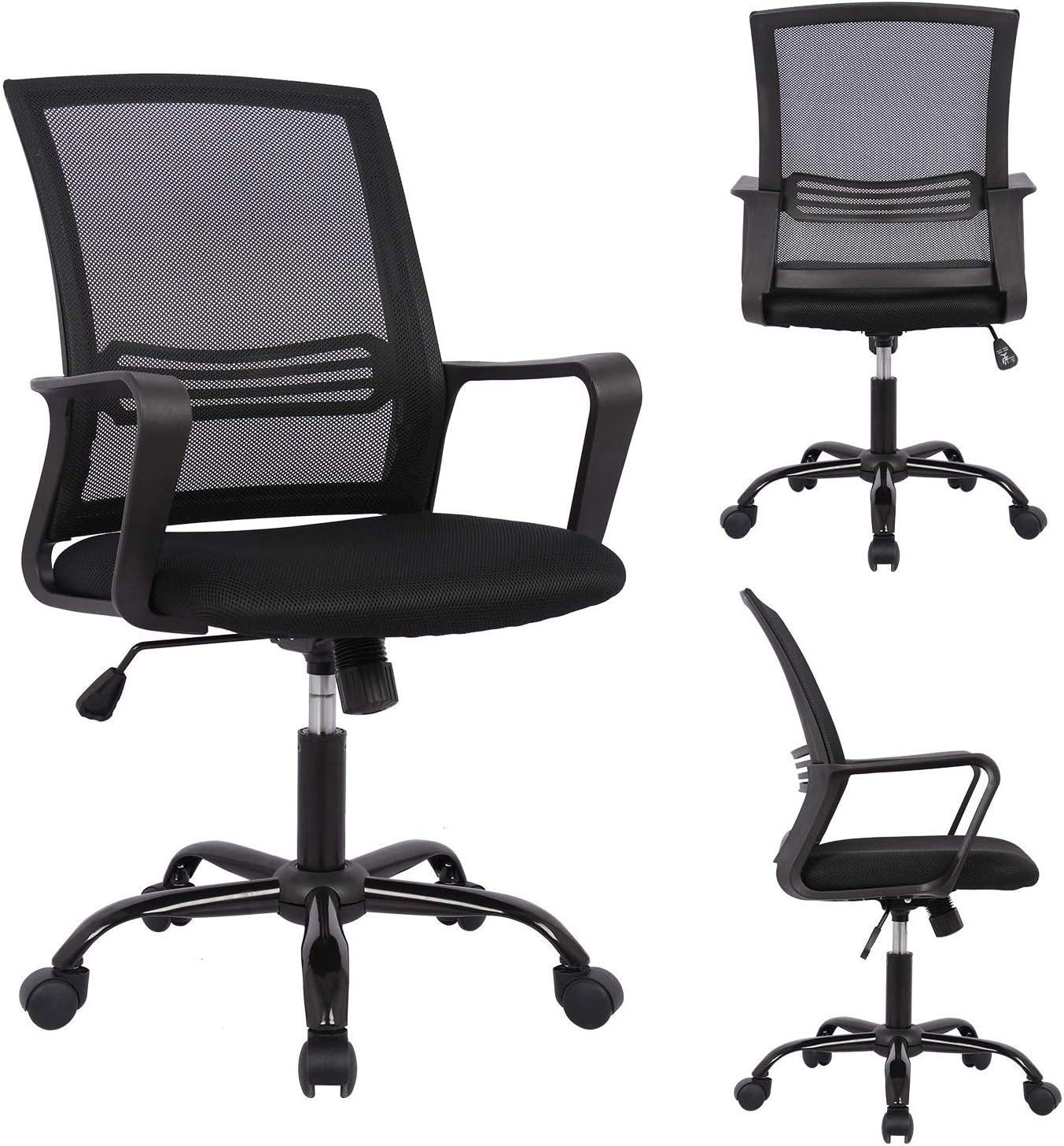 Smugdesk Mid-Back Ergonomic Office Lumbar Support Mesh Computer Desk Task Chair with Armrests: Kitchen & Dining