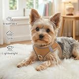 Joytale Step in Dog Harness Front D Ring Reflective Breathable Brown L view 4