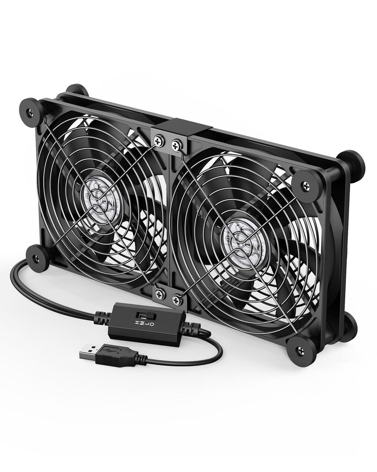 ELUTENG 冷却ファン 12cm 2連 USBファン 防振ゴム足付き 3段階風量調節 1400RPM × 2 横置き可能 5V 静音 強力 冷却クーラー 薄型 長持ち玉軸受 PC/PS5/PS4 /ノートパソコン/ルーター/水槽など Dual Usb fan 12cm の商品画像