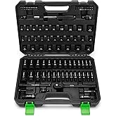 TecoTek 3/8" Drive Impact Socket Set, 109-Piece SAE (5/16"-1") and Metric (6mm-24mm), Deep & Shallow, 6 Point, Adapters, Ratc