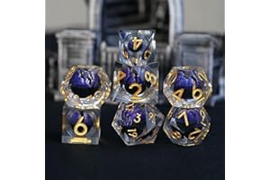 D&D Dice Set Floating Pupil Eyeball Resin Sharp Edge Dice 7pcs DND Dice for Polyhedral Dungeons and Dragons MTG RPG Ttrpg Pat