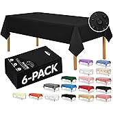 Utopia Kitchen Plastic Table Cloth Disposable (6 Pack - 54x108 Inch) Black Rectangle Tablecloth Waterproof Stain Resistant Party Table Cover