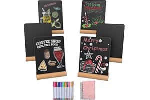 DOCMON Mini Chalkboard Signs, 6 Pack 5 x 7 Inch Tabletop Chalk Board Sign Board with Stand for Food, Buffet, Parties, Message Boards, Table Numbers