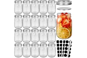 CycleMore 20 Pcs 12oz 350ml Clear Glass Jars With Silver Separable Lids, Small Wide Mouth Mason Jar Round Canning Jar Spice J