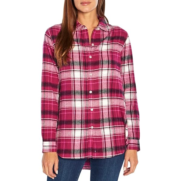売れ筋商品|||ホワイトマーク カットソー トップス レディース Plus Size Plaid Tunic Shirt Pink and White 送料無料】 ホワイトマーク レディース シャツ トップス Plus