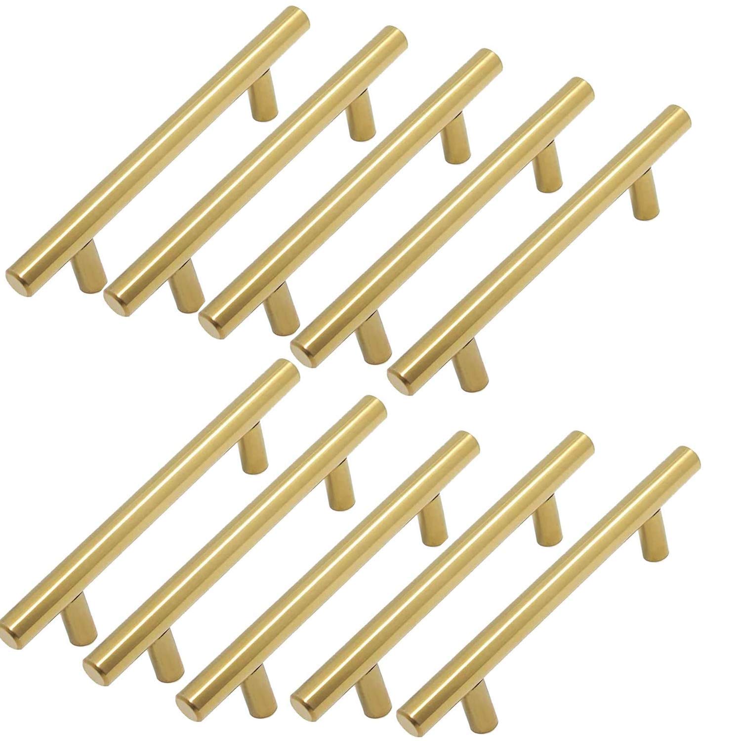 Margueras pack of 10, stainless steel kitchen cupboard handles, black T-bars with screws Trous 128mm