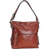 Banuce Full Grains Italian Leather Purses and Handbags for Women Vintage Shoulder Hobo Bag with Convertible Strap Red Brown