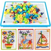 CDDLR 592Pcs Jigsaw Puzzle Mix Colour Mushroom Nails Pegboard Educational Building Bricks Creative DIY Peg Puzzle Toys 3D Games Birthday Christmas Party Gift for Kids Children Age Over 3 Years Old