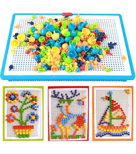 Rompecabezas Mosaico Hongos Madera - 240 Clavijas, 10 Tarjetas, Juguete Educativo Niños 3 Años Rompecabezas Mosaico Hongos Madera - 240 Clavijas, 10 Tarjetas, Juguete Educativo Niños 3 Años