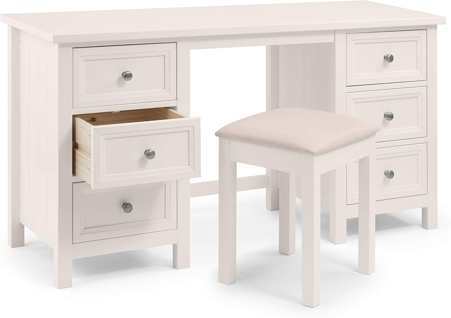Julian Bowen Surf White Wood Maine Dressing Table, 44D x 145W x 74H cm (6 Drawers) - Image 5