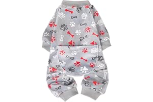 PUPTECK Soft Fleece Dog Pajamas for Small Medium Dogs, Dog Onesie Puppy Sweaters Clothes Jumpsuit Pjs, Cute Jammies Cat Coat Pet Costume Apparel