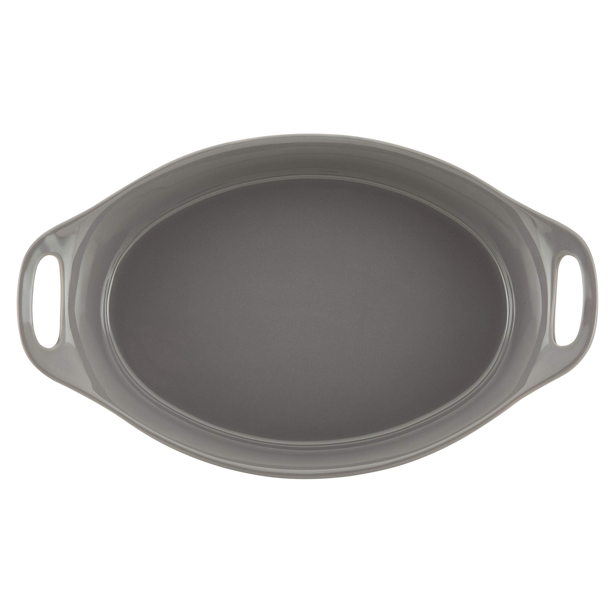 Rachael Ray Solid Glaze Ceramics Bakeware / Baking Pan, Oval - 2.5 Quart, Gray