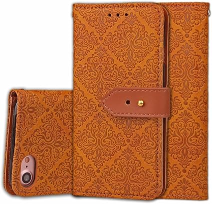 Amazon Apple Iphone 7用ケースカバーヨーロッパの壁画スタイルエンボス加工花柄puレザーウォレットケースホルダー フォトフレーム カードスロット付き Color Khaki フォトフレーム オンライン通販