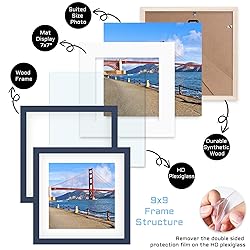 POUYCIW 9x9 Inch Wood Picture Frame for Wall