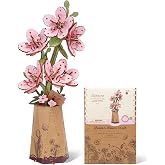 Wowood 3D Flower Wooden Puzzles for Adults-Sakura, DIY Wooden Flowers Cherry Blossom Building Set Crafts Birthday Gifts, Japan Botanical Collection/Ideal Creative Gift Ideas/Housewarming (113PCS)