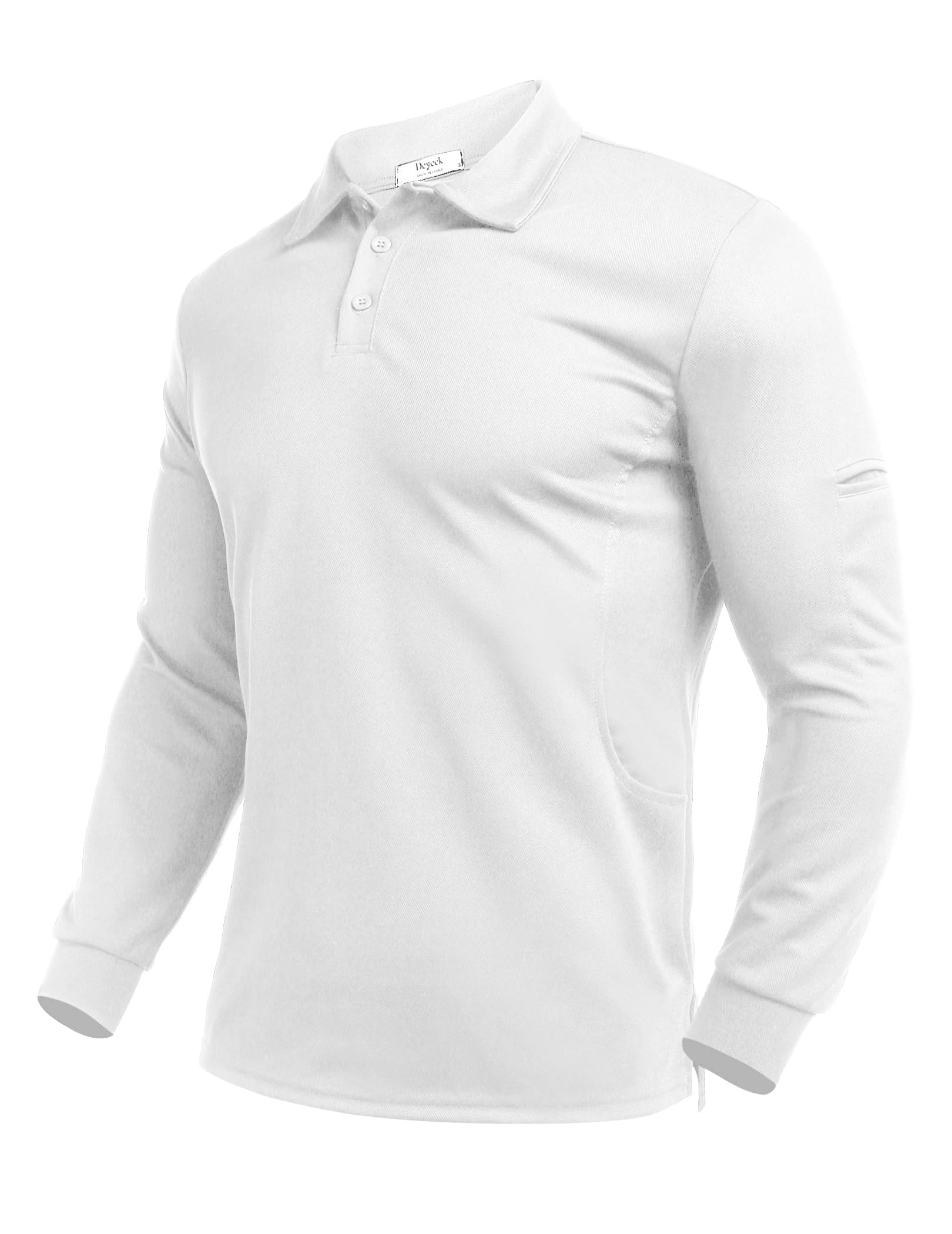 Photo 1 of ***STAINS*** Deyeek Men's Long Sleeve Golf Shirts Breathable Casual Collared Polo Lightweight Quick Dry Tactical Outdoor Shirts White