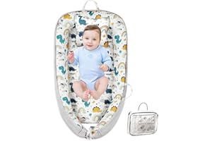 MORABLOOMY Baby Lounger for Newborn 0-24 Months with Removable Pillow | Doc A Tot Baby Lounger Breathable, Portable & Soft CPSC Certified Snuggle Me Baby Lounger for Home, Travel, Baby Boy Lounger-Dinosaur