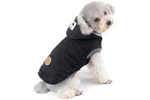 SELMAI Fleece Dog Hoodie Winter Coat for Small Boy Dog Cat Puppy Cotton Hooded Jacket Chihuahua Clothes Girl Boy Yorkie Pet Walking Outdoor Black XL