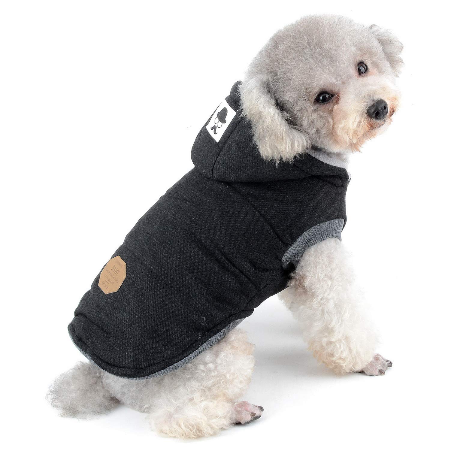 SELMAI Hooded Warm Coats and Jackets for Dogs Fleece Padded Winter Pet Clothes for Dogs Small Girls Boys Chihuahua Puppy Yorkie Walking Playing Outdoor Cold Weather Proof Black XXL