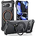 XAOVUIR Pixel 9 Pro Case/Pixel 9 Case Universal Magnetic with Kickstand, Slim Metal Frameless for Google Pixel 9 Pro Case, Cool Protective Case for Google Pixel 9 / Pixel 9 Pro 5G 6.3 inch Z Black