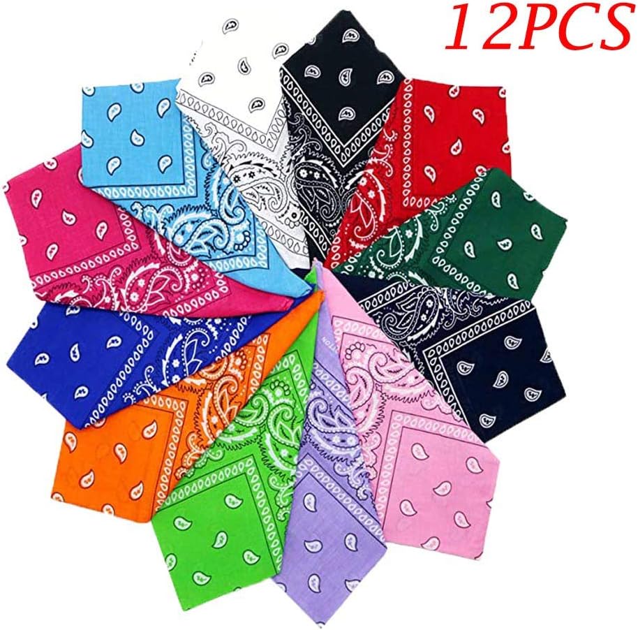 QUICATCH 12 Pack Bandanna Multi Colored Paisley Bandanas Set for Women, Stretchy