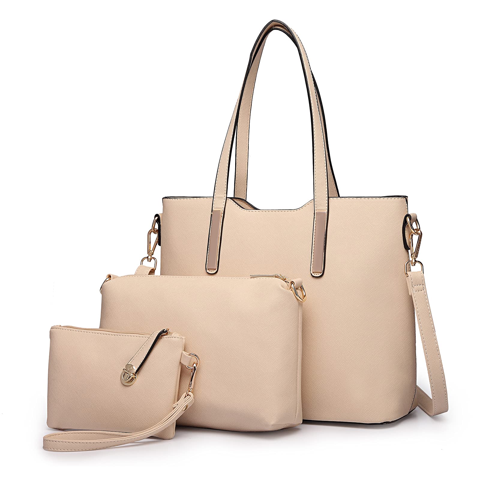 Miss Lulu Women's Handbag Set Shoulder Bag 3-Piece Small Tote Bags with Purse Faux Leather for Work School