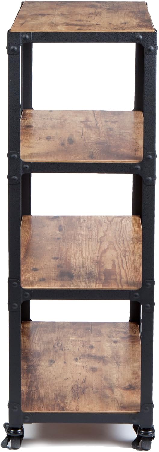 Mind Reader 4 Tier All Purpose Utility Cart, Wood/Metal, Black/Brown: Home & Kitchen