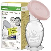 haakaa Manual Silicone Breast Pump & Silicone Cap (Blush) 5oz/150ml, Gen.2 | Natural Suction, Stable Suction Base, Silicone C