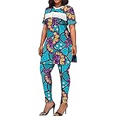 African Clothing for Women Short Sleeve Shirt and Print Pants 2 Piece Set Tracksuit Plus Size Dashiki Casual Outfit