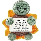 ACHYHAVIN Funny Positive Turtle Gifts – Handmade Crochet Animal Plush with Positive Message – Cute Small Gift for Women,Men,Kids,Coworkers – Birthday,Holiday,Desk Decor