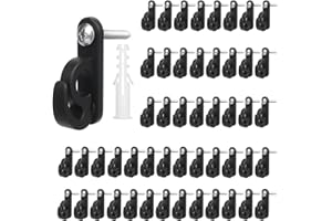 HKCLAVUS Spiral Hooks for Hanging Christmas Lights, Patio Wall Hooks for Garage New Year Holiday Parties, Light Clip Hooks for Outdoor String Lights, Wires and LED Light Clips.(50, Black)