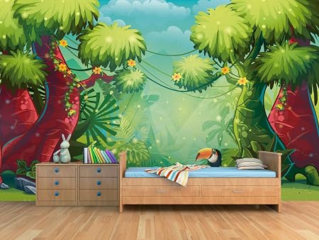 Papel Pintado Para Pared Selva Tropical Fotomural Para Paredes Mural Papel Pintado Varias Medidas 600 X 300 Cm Decoracion Habitaciones Infantiles Amazon Es Hogar