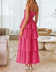 ZESICA Women‘s Summer Boho Strapless Maxi Dress