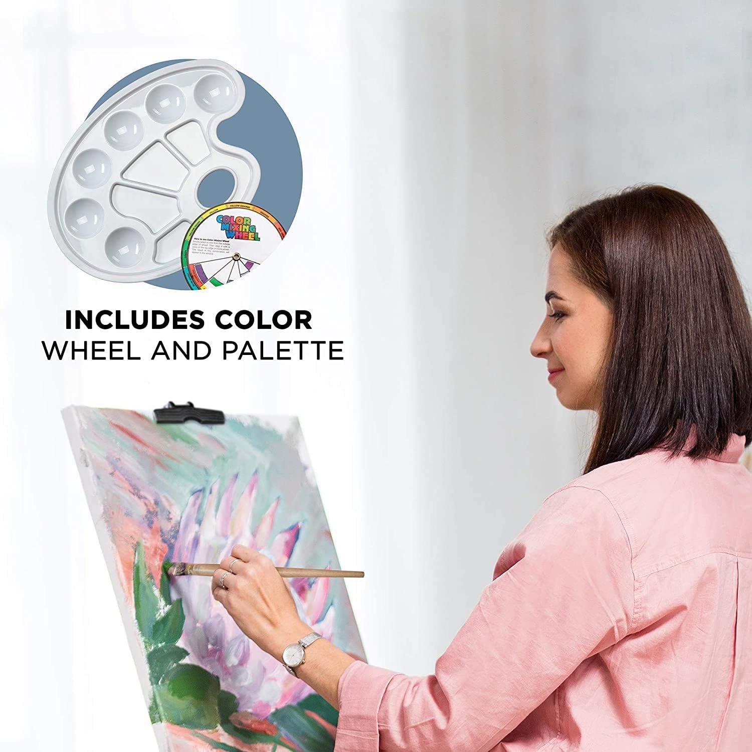 Jumbl Deluxe 131-Piece Painting Kit, Professional Artistic Set w/ 72 Oil, Acrylic & Watercolor Paints, Color Wheel & Palette, Wooden Desk & Standing Easel, 8 Canvases, 4 Sketch Books & 4 Brush Sets