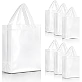 Nush Nush Set of 30 White Gift Bags Medium Size – Shiny Reusable White Gift Bags With Handles - Perfect Goody Bag for Wedding Favors, Holidays, Christmas, Birthday, Small Business, Events – 8Wx4Dx10H