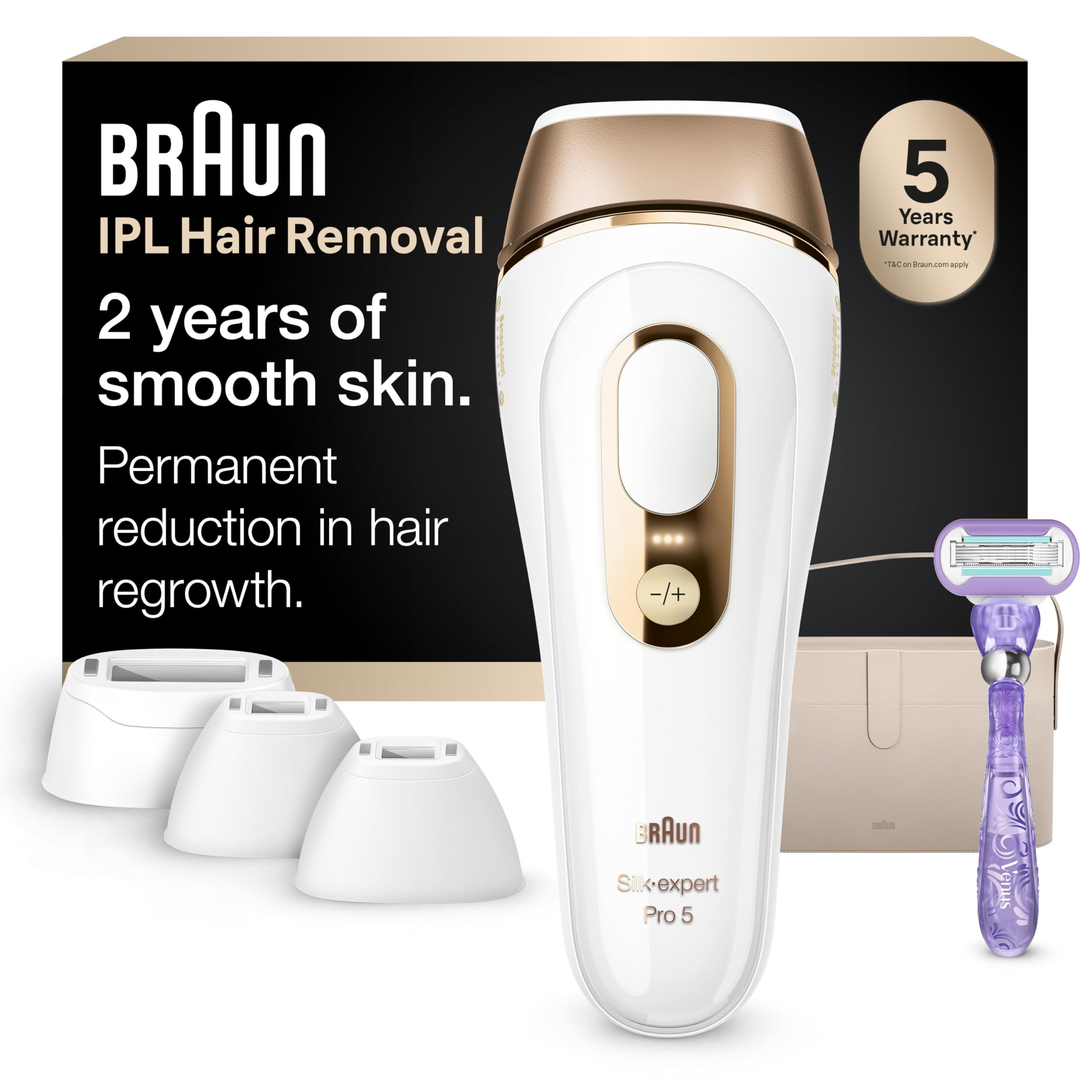 Photo 1 of Braun IPL, Silk·Expert Pro 5, IPL Hair Removal for Women and Men, Permanent Laser Hair Reduction At-Home, 4 Heads, IPL5347