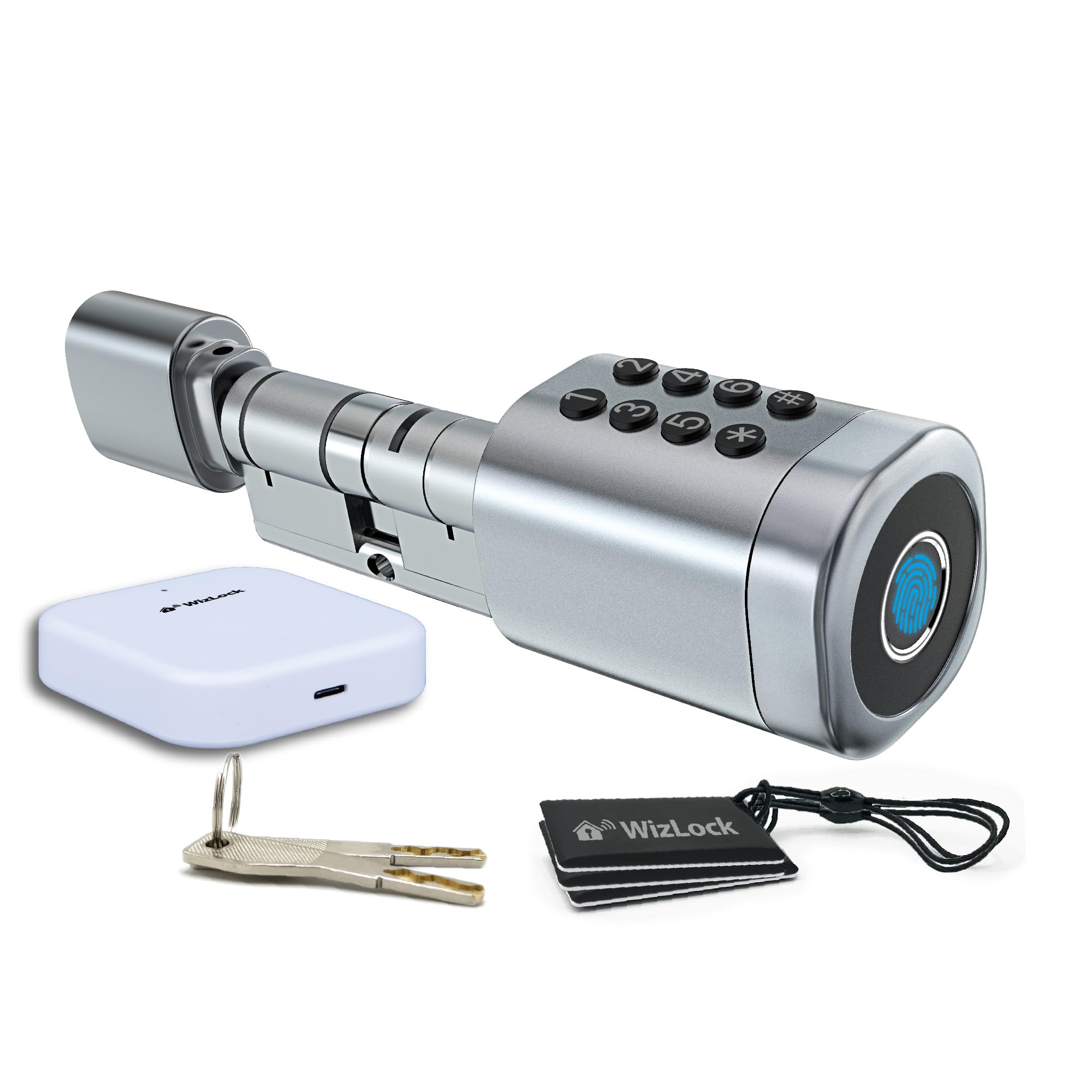 Tuya Bluetooth Smart Cylinder with Aluminium Alloy Internet Access via Bluetooth/Wi-Fi Gateway - Code, RFID (4), Fingerprint, App, Emergency Key (2)