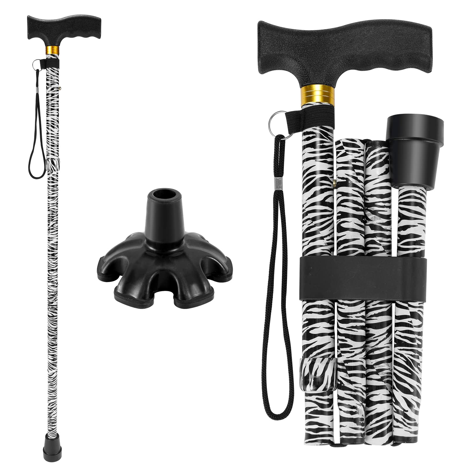 Walking Cane PANZHENG Cane for Man/Woman | Mobility & Daily Living Aids | 5-Level Height Adjustable Walking Stick | Comfortable Plastic T-Handle Portable Walking Stick Folding Cane