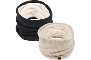 Chalier Infinity Scarf Winter Double-Layer Neck Warmer Knit Fleece Lined Circle Loop Scarves