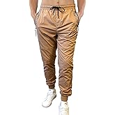 WT02 Mens Quick Dry Tech Woven Nylon Jogger Pants, Monogram Print, Lightweight, Water Resistant