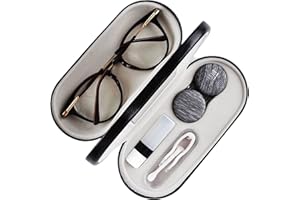 MUDOR 2 in 1 Contact Lens Case, Double Sided Contact Lens Travel Kit Includes Remover Tool with Tweezers,Dual Use Design for Contact Lens case and Glasses case (Black-2)