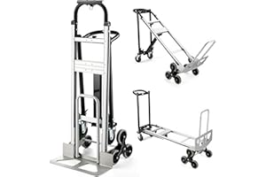Osluken 3 in 1 Industrial Convertible Hand Truck, 1000 LBS Capacity Heavy Duty Platform Cart, Utility Aluminum Collapsible Dolly with Stair Climbing Wheels and Dual Handles for Transport, Moving