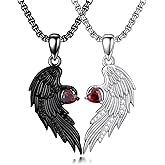 LEECCI Angel and Devil Couples Necklace 925 Sterling Silver Angel Wings Necklace Pendant Matching Jewelry for Couples Her Him