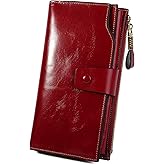 YALUXE Women's Genuine Leather Wallet RFID Blocking Multi Card Holder with Cell Phone Pocket Mothers Day Gifts