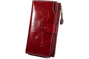 YALUXE Women's Genuine Leather Wallet RFID Blocking Multi Card Holder with Cell Phone Pocket Mothers Day Gifts