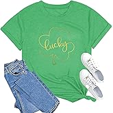 Lucky St Patricks Day Shirt Womens Lucky Irish Shamrock Shirt Funny Short Sleeve Tops